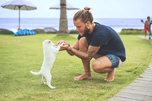 ESA owner training ESA dog in park